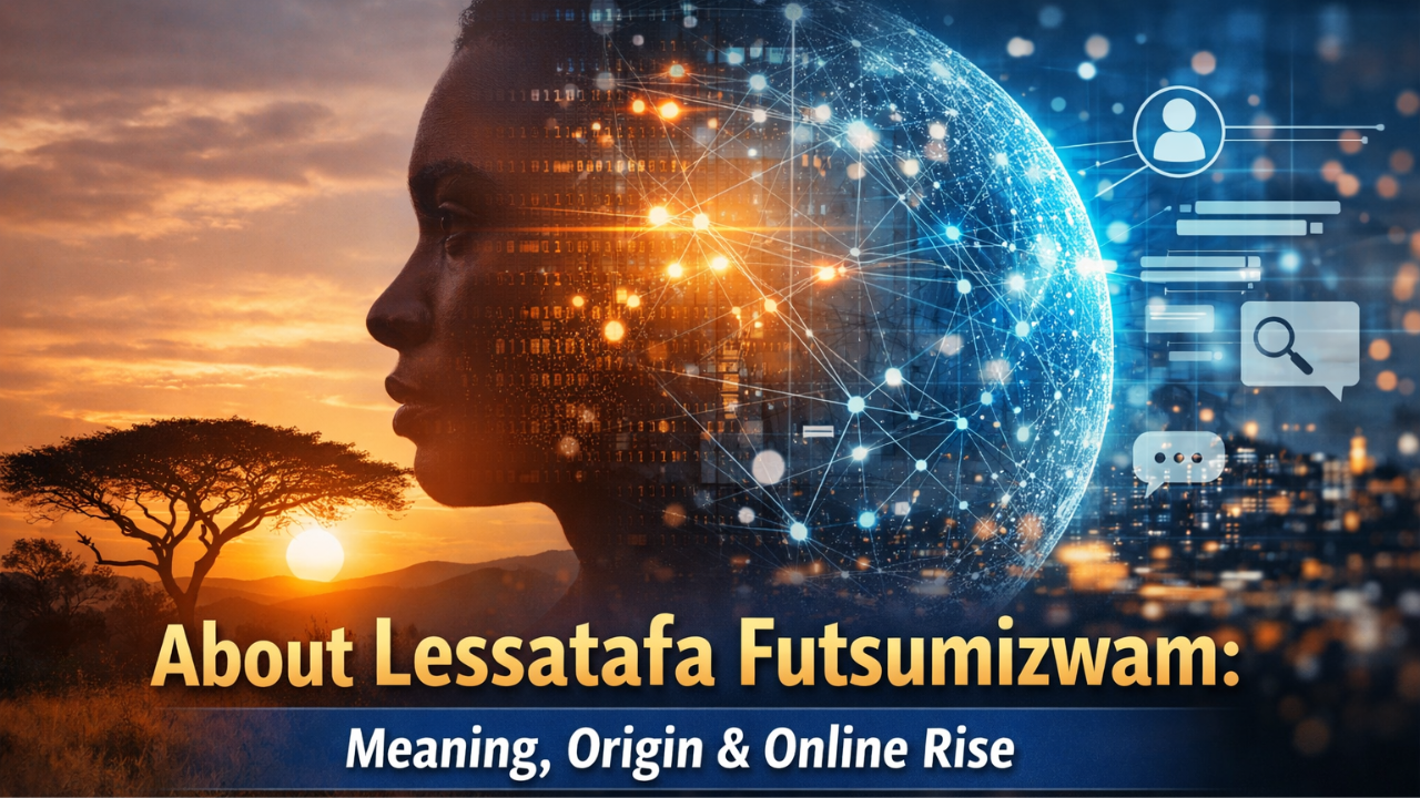 Visual concept for About Lessatafa Futsumizwam with cultural and tech elements.